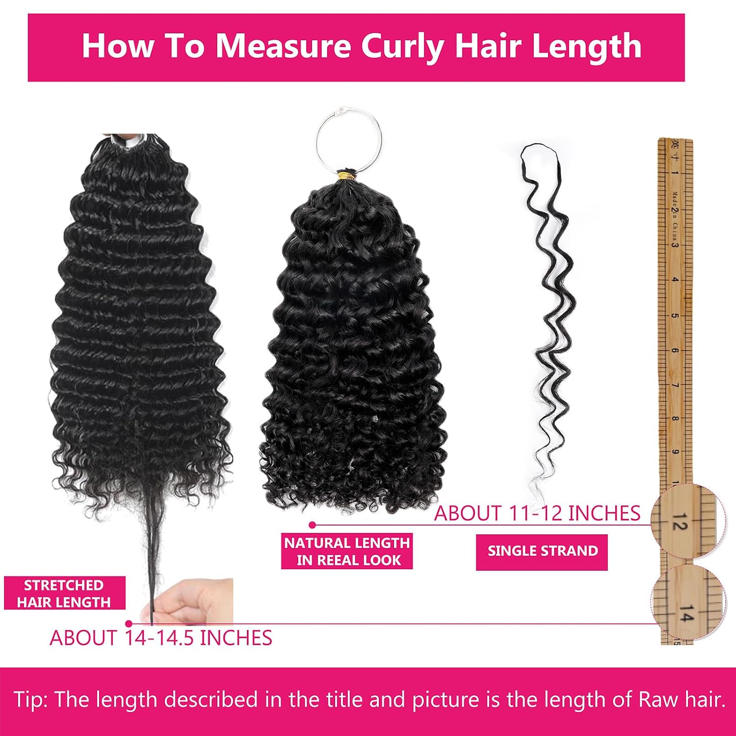 Pre-Separated Human Crochet Hair Deep Water Wave Curly Miracle Knots Crochet 100% Human Hair Bundles Braiding Hair 20 Inch 80g Knotless Feather Invisible Crochet Hair Extensions for Women, Black