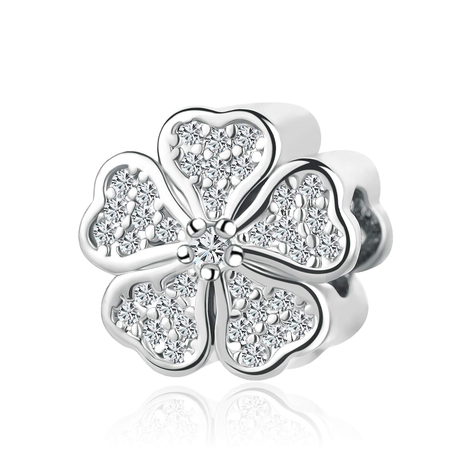 Flowers Charm for Bracelets with Cubic Zirconia Bead Charm Gift for Women Girls Birthday Christmas-image-12