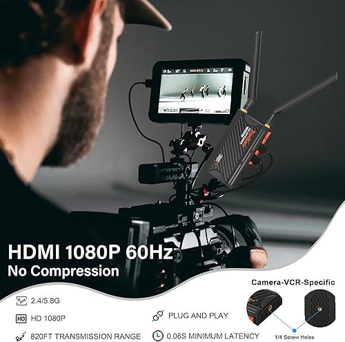 Miniatura 2 de Transmisor y receptor HDMI inalámbricos, kit extensor HDMI inalámbrico Full HD 1080P de 820 pies con bucle HDMI y soporte de transmisión remota IR