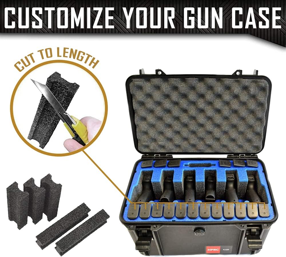 6 Pistol 18 Magazine HPRC 4100 Discreet Gun Carrying Case with MyCaseBuilder Custom Designed Military Grade Foam Insert | Waterproof Crushproof Hard Case with Foam for Safe Travel and Storage