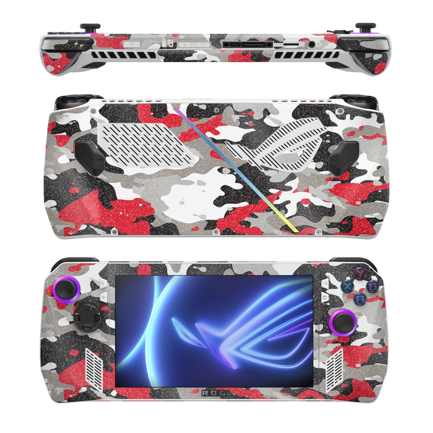 MightySkins Glossy Glitter Skin Compatible with Asus ROG Ally - Red Camo | Protective, Durable High-Gloss Glitter Finish | Easy to Apply, Remove, and Change Styles