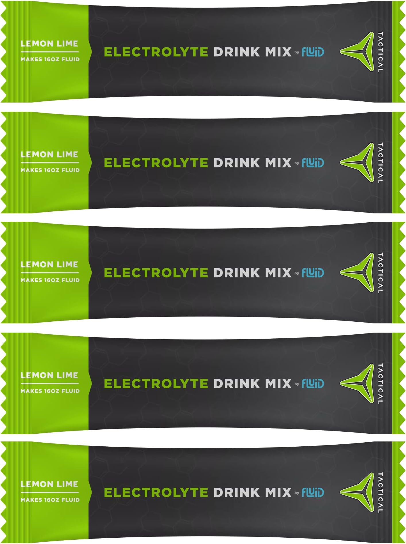 Fluid Tactical Hydration, Instant Electrolytes, (25 Servings) Reduce Fatigue, Prevent Dehydration, Eliminate Cramps (Lemon Lime - 300mg Sodium)