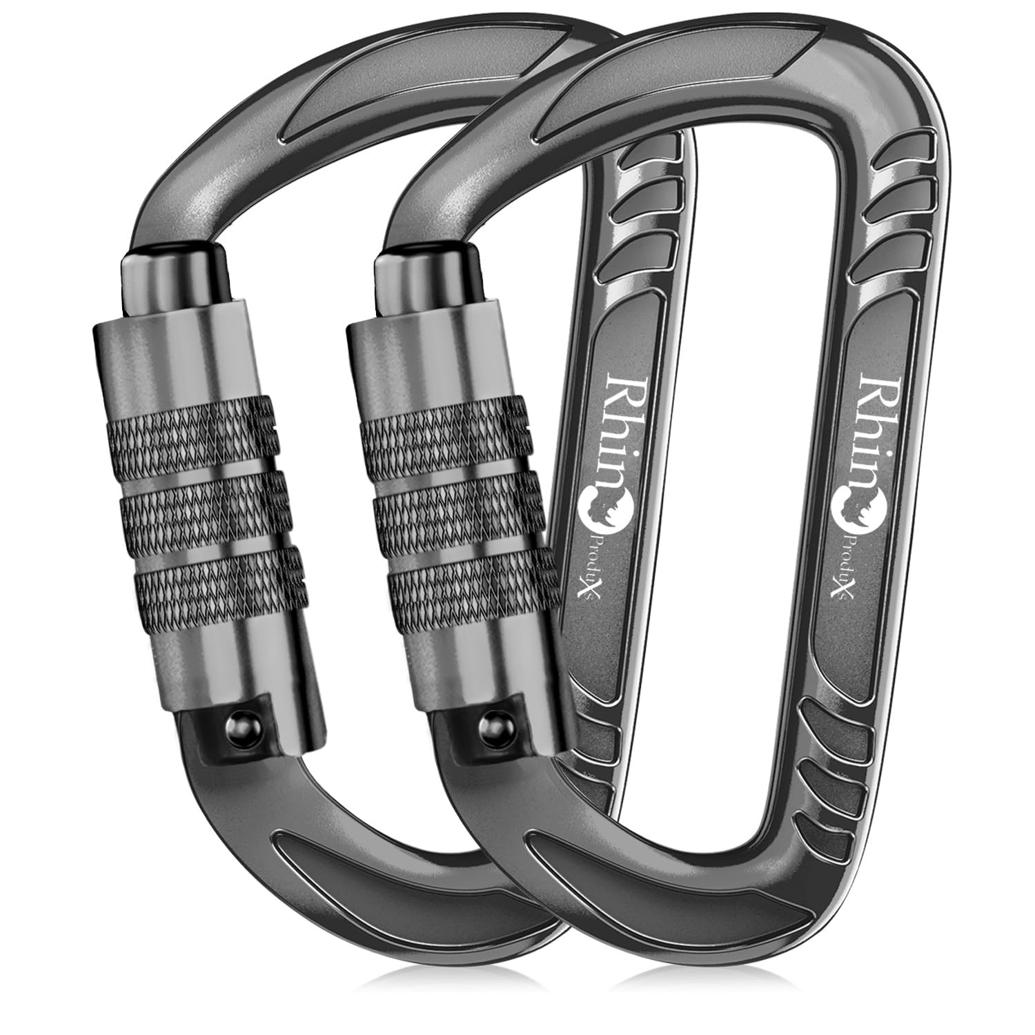 Rhino Produxs 12kN (2697 lbs) Heavy Duty Carabiner Clips, for Securing Pets, Outdoor, Camping, Hiking, Hammock, Dog Leash Harness, Keychains