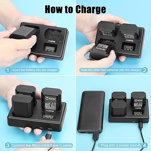 Miniatura 8 de JYJZPB Paquete de 3 baterías de repuesto NP-FZ100 para Sony A7III, A7IV, A7R III, A9, A6600, A6700, A9S, A7R3, A7S III, A7R III y triple cargador de