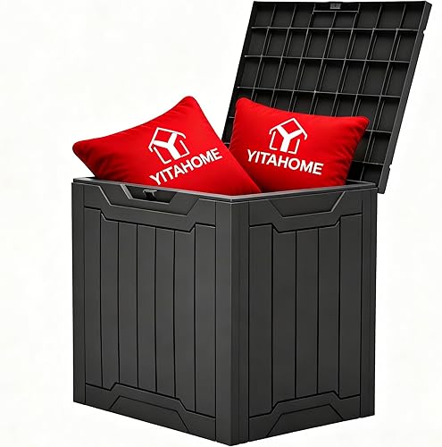 YITAHOME Caja de almacenamiento al aire libre de 31 galones, caja de cubierta de resina y caja de entrega de paquete impermeable para herramientas