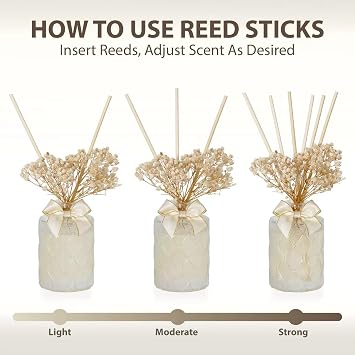 UCC Premium Reed Diffuser Set with Preserved Flower Reed Sticks, 6.76 fl oz Highly Scented Room Diffuser Home Fragrance Essential Oil Reed Diffuser for Bedroom Bathroom Home Decor Office