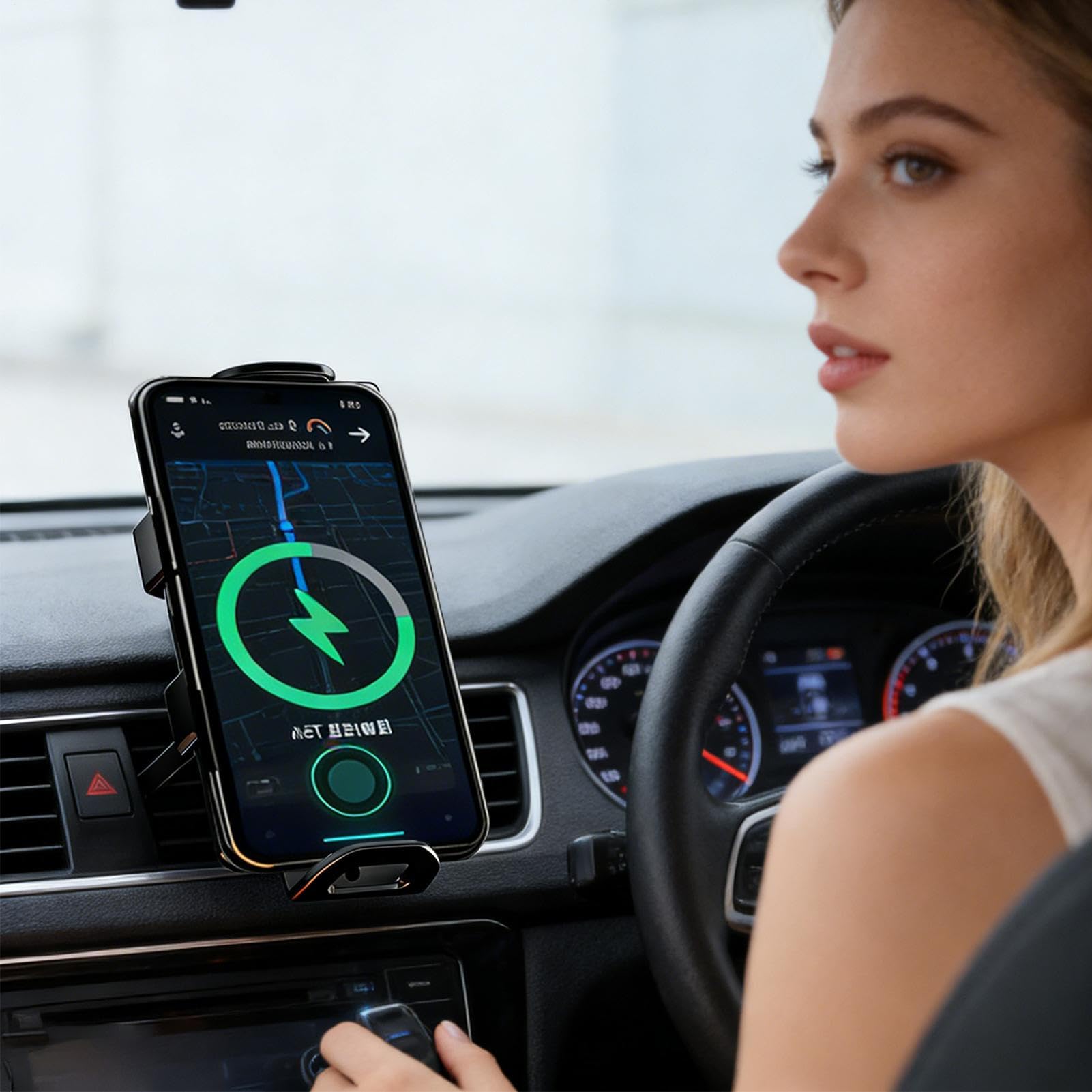 Caricatore Wireless per Telefono in Auto Supporto con Ricarica Rapida 20W | Caricatore Supporto Telefono Auto con Rotazione 90 Gradi e Luce LED per Auto SUV Camper da Ventilazione Cruscotto Parabr