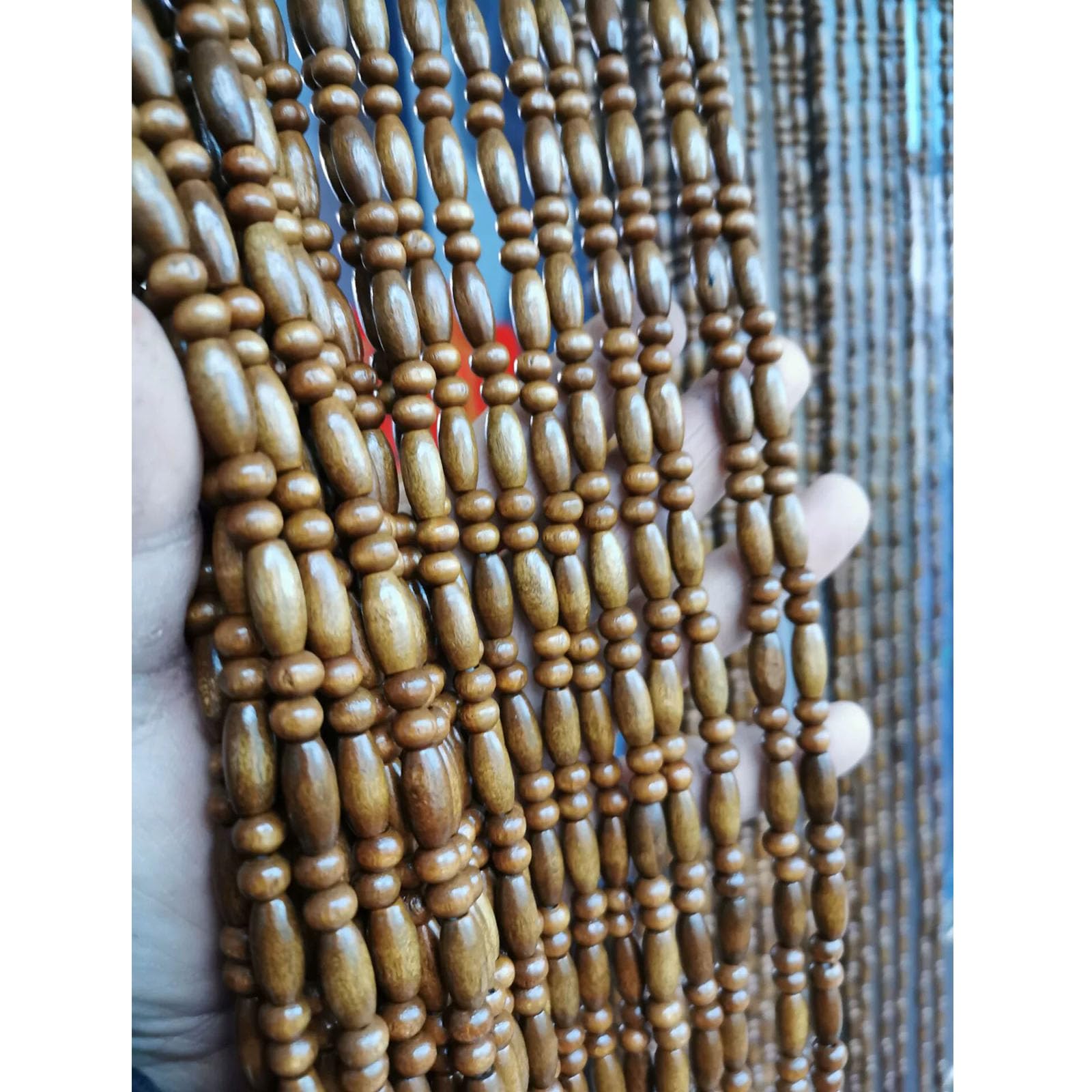 XINGWANGG Natural Wood Beaded Curtains for Doorways,Room Divider String Curtains,for Door Living Room Bedroom Hallway Window Hanging Decoration,Width x Height (Brown,80cm x 230cm(41 Strands)