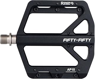 FIFTY-FIFTY Mountain Bike Pedals, Non-Slip and Aluminum Alloy Bicycle Flat Pedals, 9/16" Sealed Bearing, Lightweight and Wide Platform for All Mountain, Enduro, Downhill, E-Bike, MTB