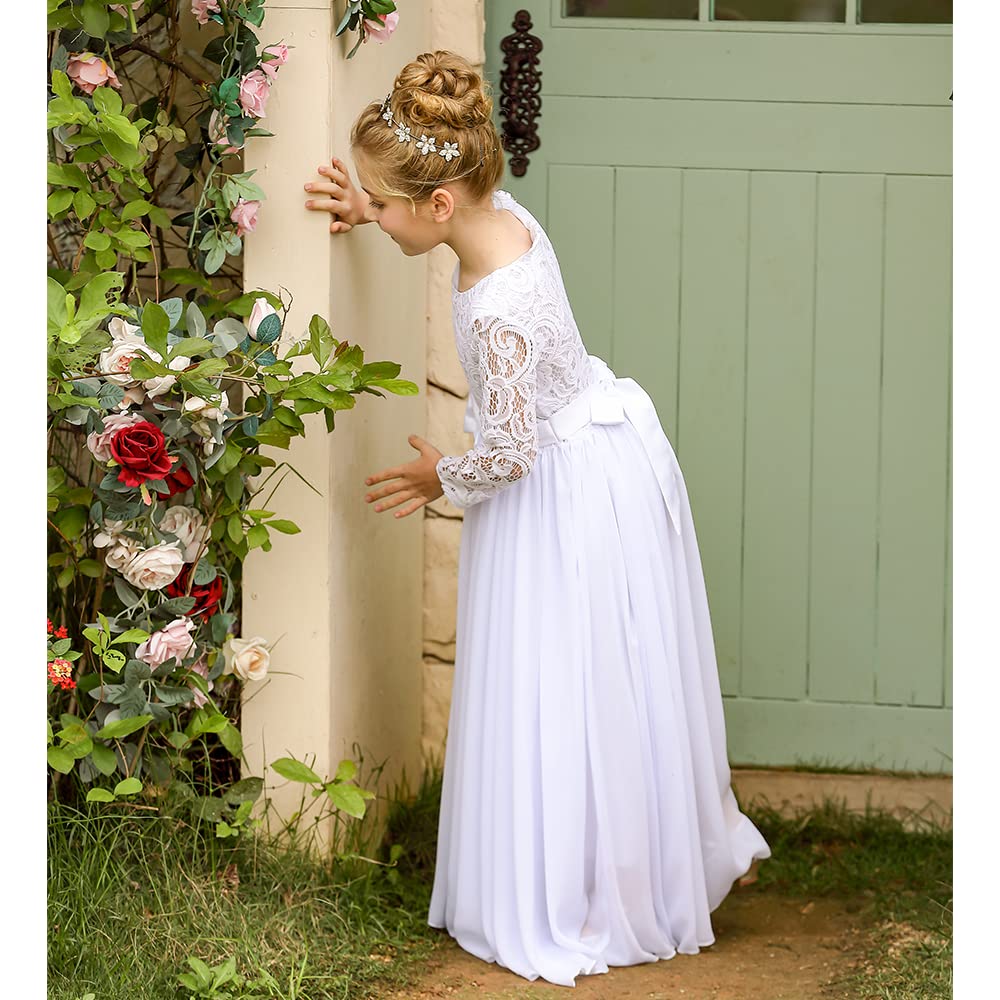 Aibaowedding Brautjungfernkleid A-Linie 3/4-Ärmel Chiffon Kommunionkleider