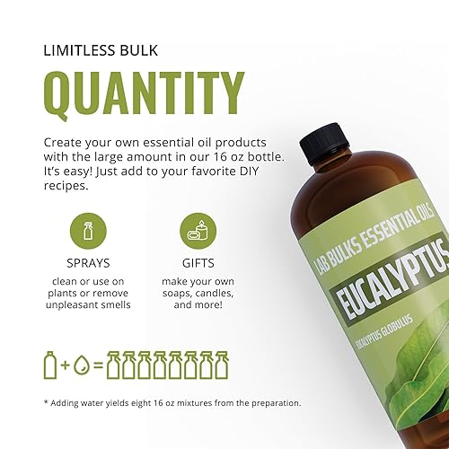Miniatura 5 de Lab Bulks Essential Oil Eucalyptus Essential Oil 16 oz (473 ml) for Diffusers, Home Care, Candles, Aromatherapy, Candle Making