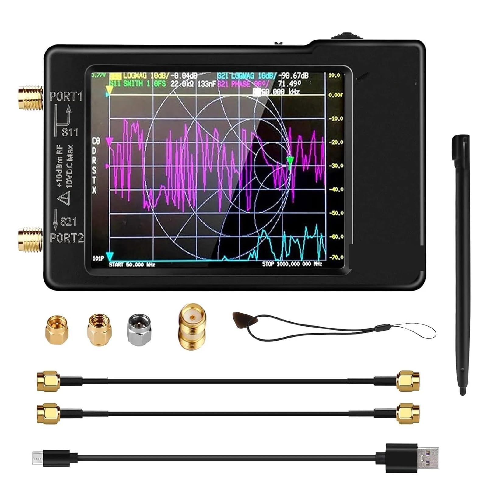 Analizzatori di Spettro, Analizzatore di antenna rete vettoriale VNA-H da 2,8 pollici 10 KHz-1,5 GHz MF HF VHF UHF con slot for scheda SD Versione V3.6 spettro