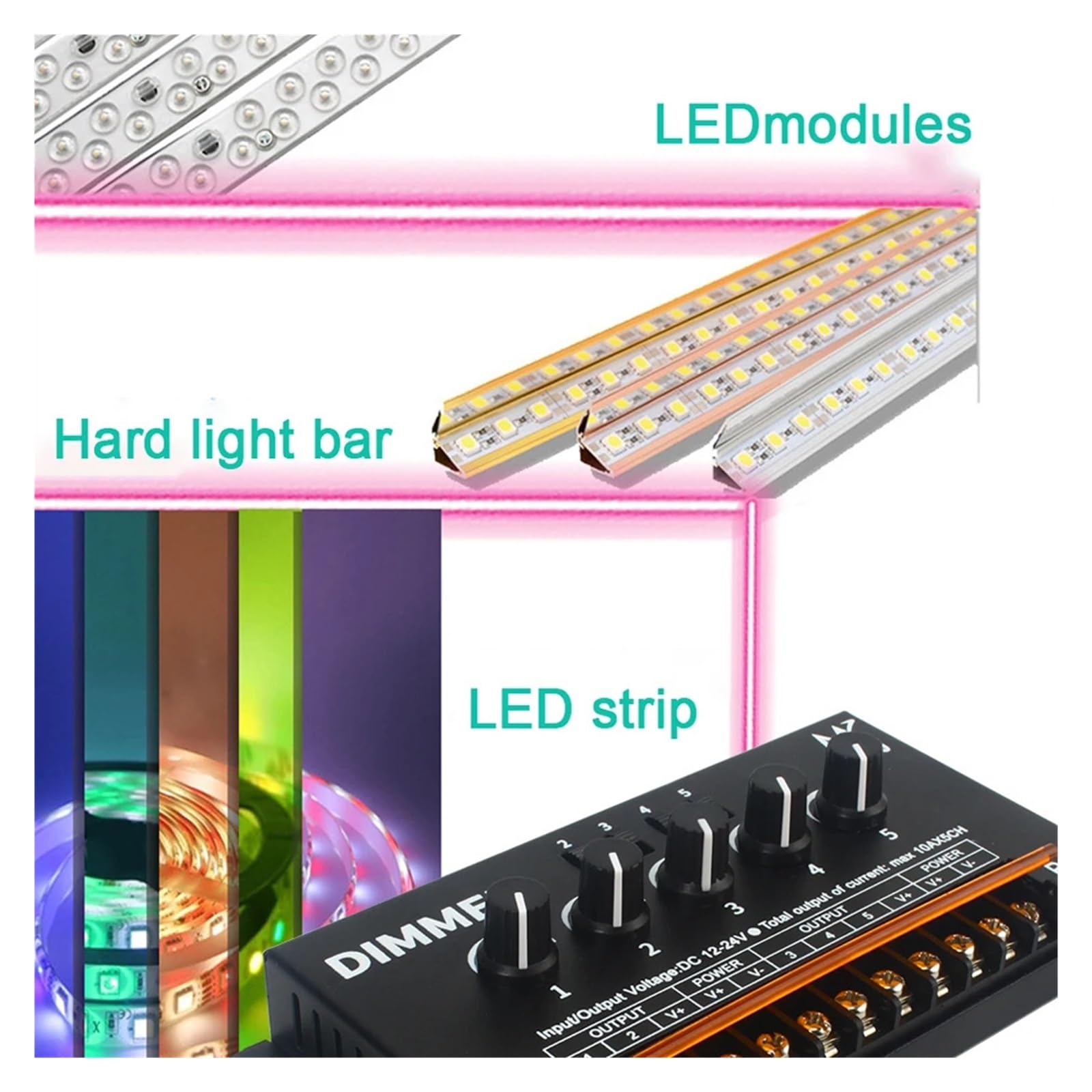 RGBW RGBWW kontroler ściemniacza LED DC5-24V D550 10A x 5CH dla 5050 RGBW RGBWW taśma świetlna LED