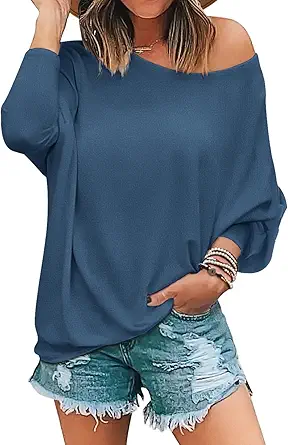 MIHOLL Womens Long Sleeve Batwing Casual Loose Dolman T-Shirt Blouse Tops