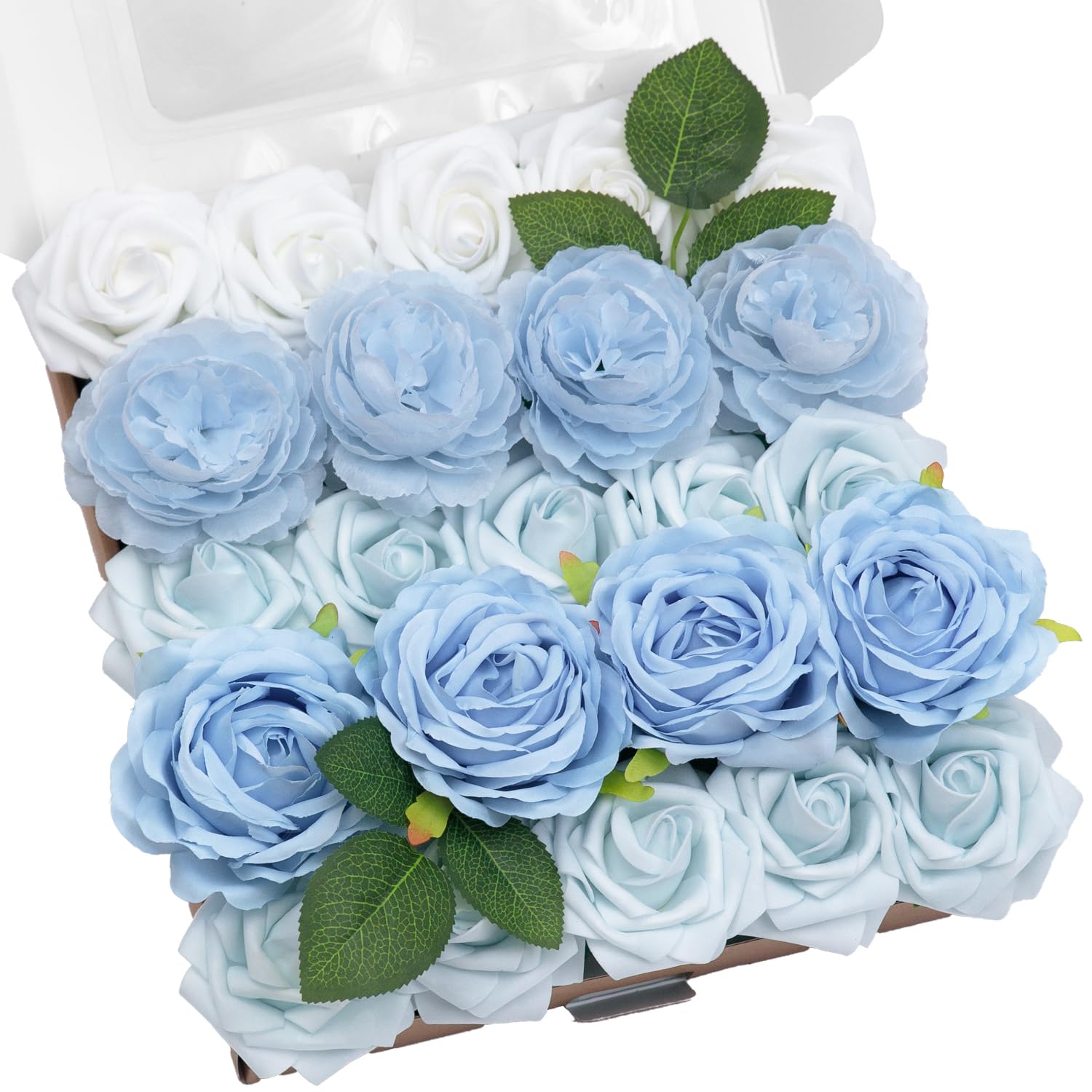 TINGE TIME Rose Artificial Flowers Combo 23pcs Light Blue Gradient