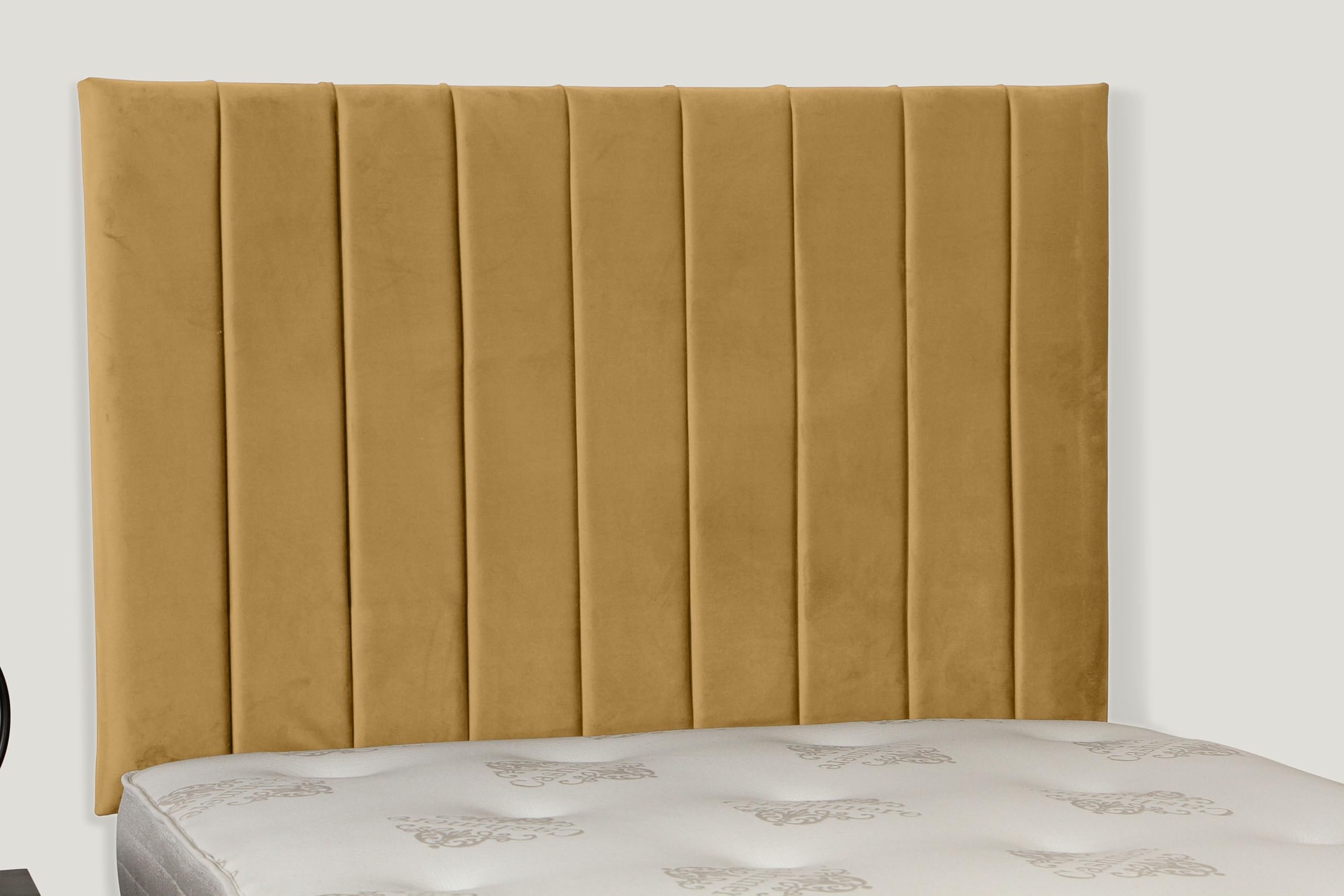 36 INCH HEIGHT PORTLAND HEADBOARD IN PLUSH VELVET FABRIC (Mustard, Single)