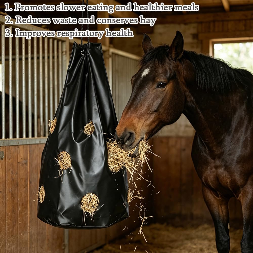 Heunetz für Pferde,70 x 40cm Heusack für Pferde,Heubeutel für Pferde 88L Haybag,Heusack,Heunetz für Ponys alte Pferde Ziegen Tiere,Fressen zu verlangsamen und reduziert Futterverluste