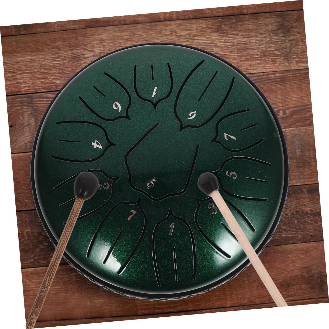 Kinderinstrument Tasche Drum 6 Zoll 11 Töne Stahlzungentrommel | Grün, mit Schlägel und Sticks, für Kinder, Lernspielzeug mit Ruhigem Klang, Fördert Konzentration
