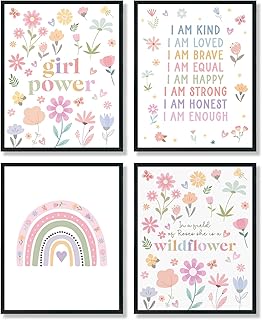 ULEGIE Toddler Girl Pastel Room Wall Art Decor, Affirmation Wall Art Dec...