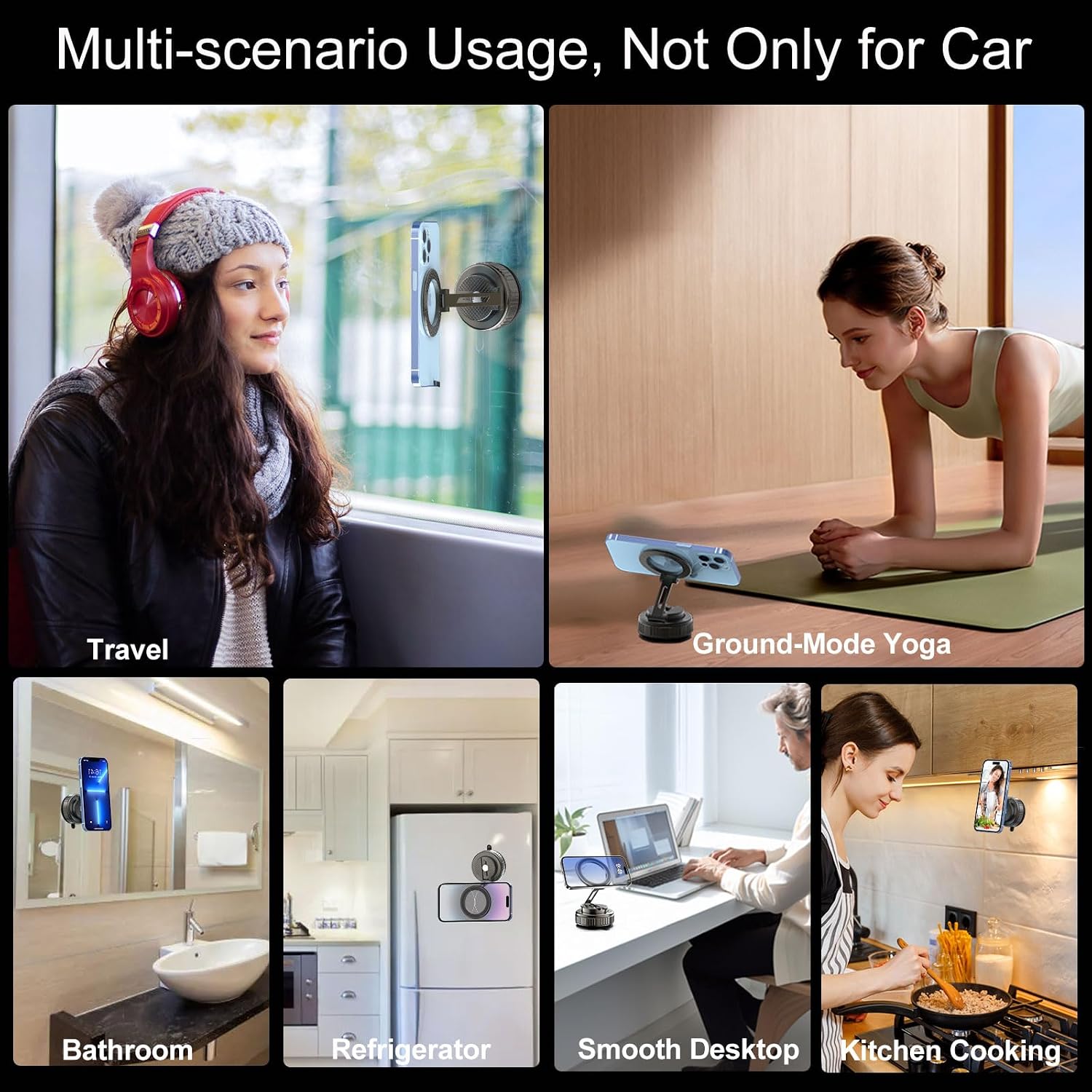 Phone Holders for Your Car, Ultra Vacuum Suction Cup Magnetic Car Phone Holder Mount 360° Adjustable Foldable Cars Phone Stand Compatible with MagSafe iPhone All Smartphones image 3