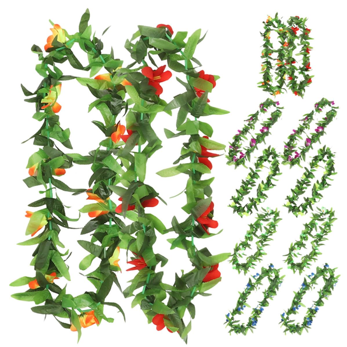 iplusmile Guirnalda Hawaiana de Flores Verde para Celebracion Verano 12 Piezas, Ligera y Reutilizable, Adecuado para Fiestas Temáticas Playa o Reuniones Tropicales