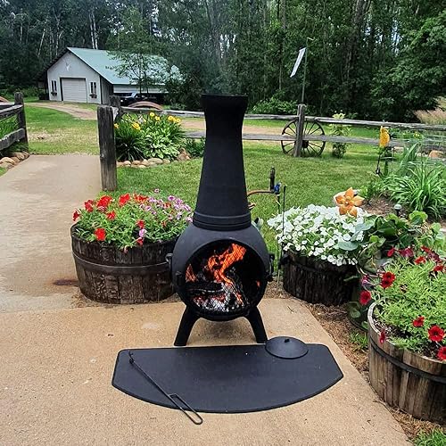 Miniatura 5 de Chimenea de chimenea para exteriores de Prairie Fire de The Blue Rooster cubierta de aluminio fundido sin óxido o chimenea de patio