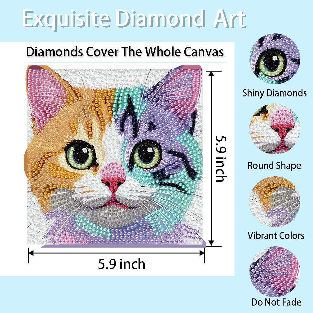 LEZHIJIA Cat Diamond Art Painting Kits for Kids with Frame Ages 4-8-12 image 4