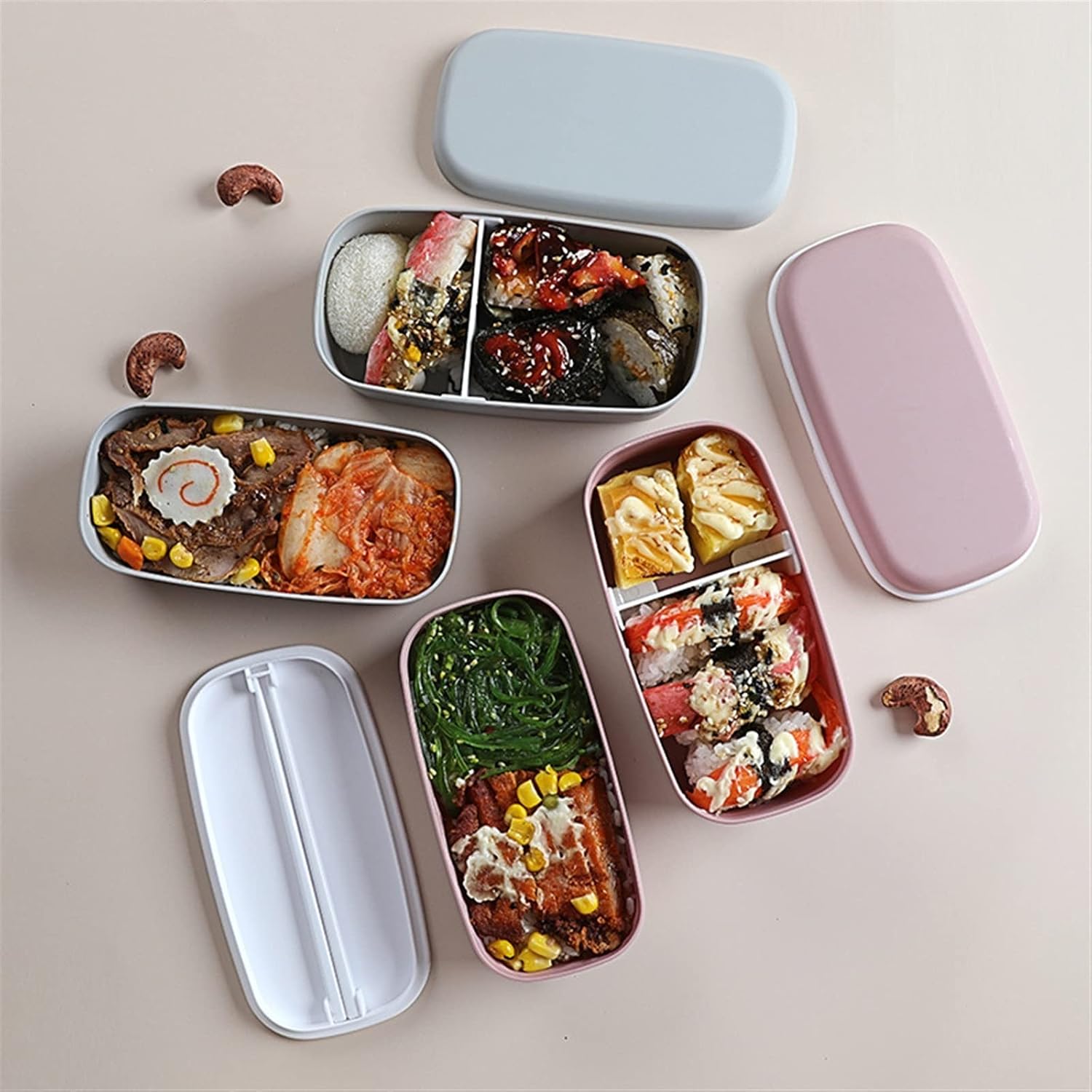 bento lunch box for adults Layered Bento Box Portable Outdoor Leak Proof Lunch Box Food Container Kitchen Accessories Tableware (Color : Blue, Size : 2) (2)