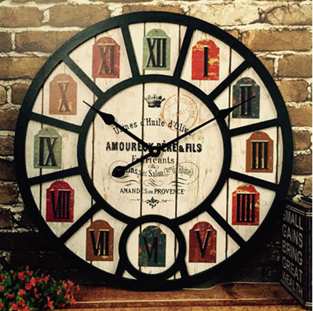 HYLR 38cmliving room wall clock Retro Industrial style Creative restaurant bar coffee shop decoration Wall hanging Watches and clocks use in the office, home or kitchen