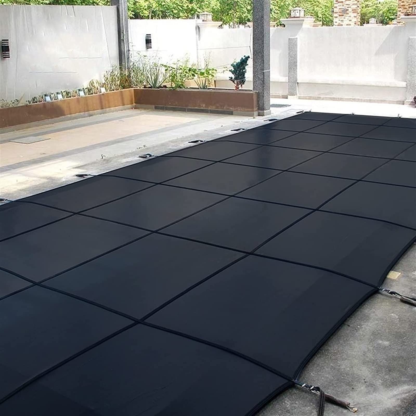 Copertura invernale per piscina Inground con kit di fissaggio, copertura di sicurezza riutilizzabile durevole con gradino centrale per terrazza e cortile