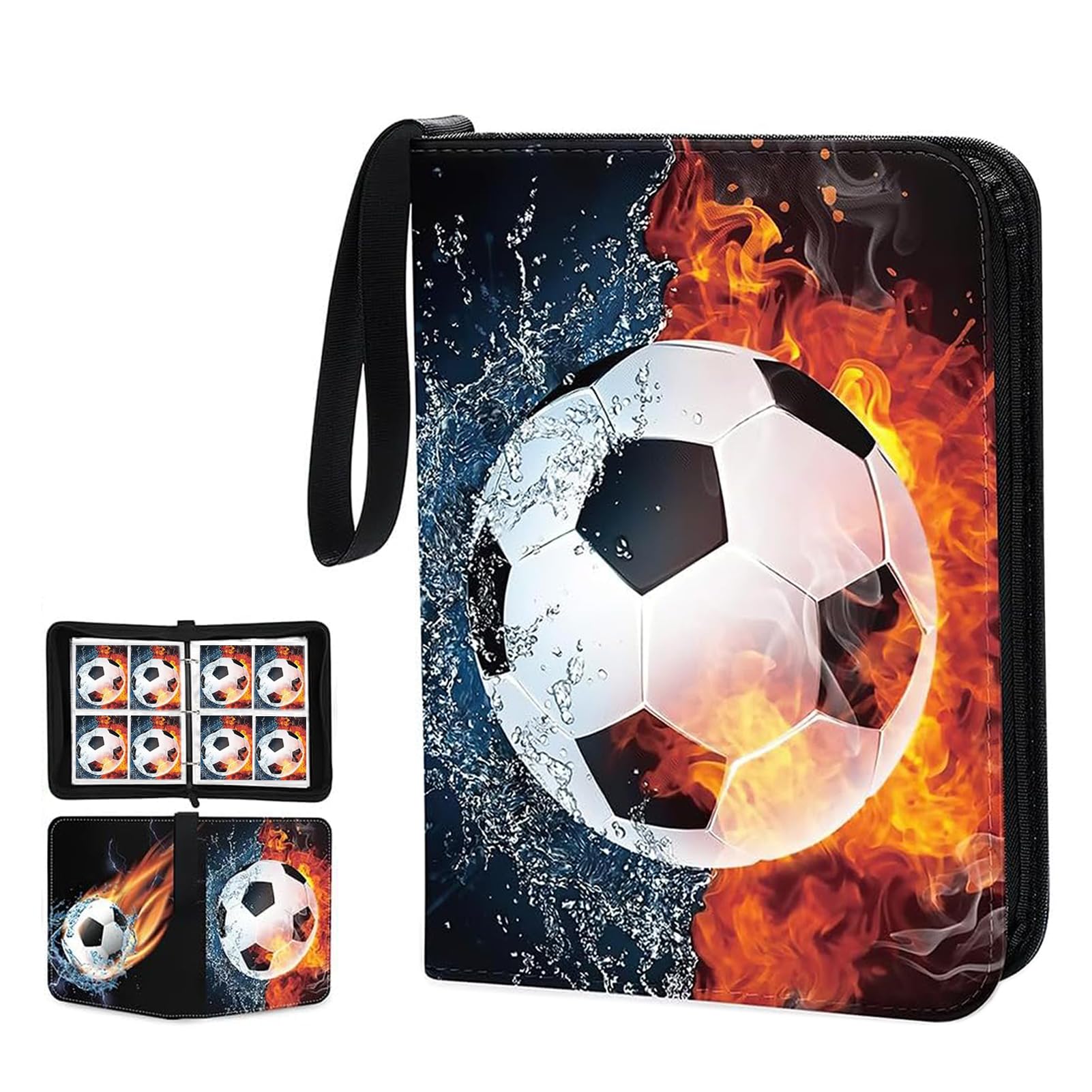 Koomduk Dark Card Binder 400 Pockets Football Trading Cards Extra Large 4 Pockets Trading Card Albums With Sleeve Cards Holder Collection Binder (Dark)