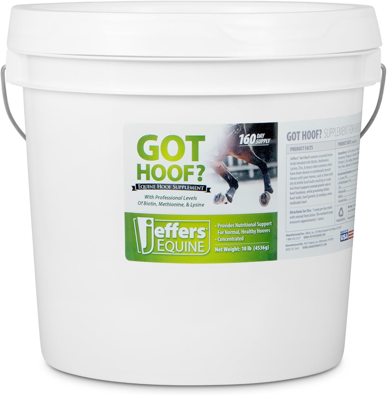 Jeffers Equine Got Hoof? Concentrated Horse Powder Hoof Supplement, 10 lbs - Biotin, Methionine, Zinc & Amino Acids for Safe Hoof Growth, Strength, and Dry Hooves - Includes 1 oz Scoop