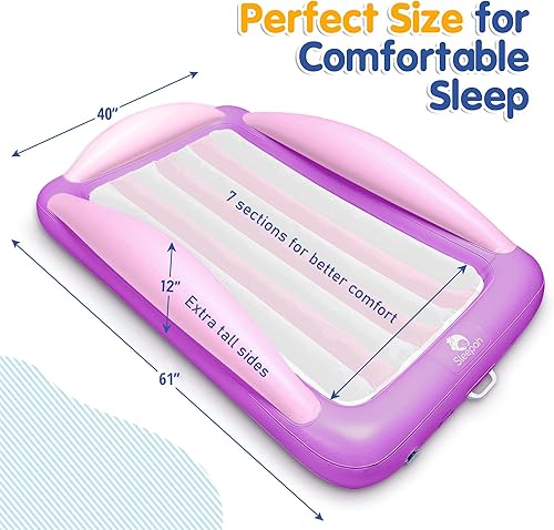 Miniatura 28 de Sleepah Cama de Viaje Inflable para Niños Pequeños Colchón de Aire Portátil para Niños con Protectores de Riel de Cama de Seguridad para Niños y