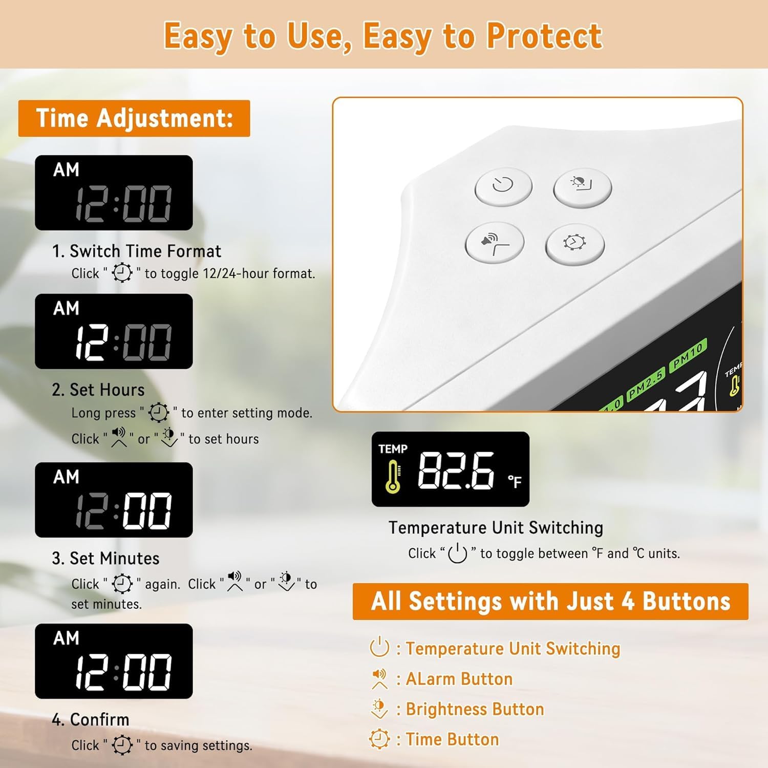 Monitor profesional de calidad del aire interior 16 en 1 con alertas de AQI de 7 niveles, batería de 10 horas de CO2 de alta precisión, PM1.0/2.5/10, HCHO, TVOC, medidor de temperatura y humedad para