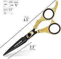 Vista 5 de Tijeras profesionales para el cabello, 6.5 pulgadas de acero inoxidable japonés de alta calidad, tijeras de peluquería con navaja lisa y cuchillas