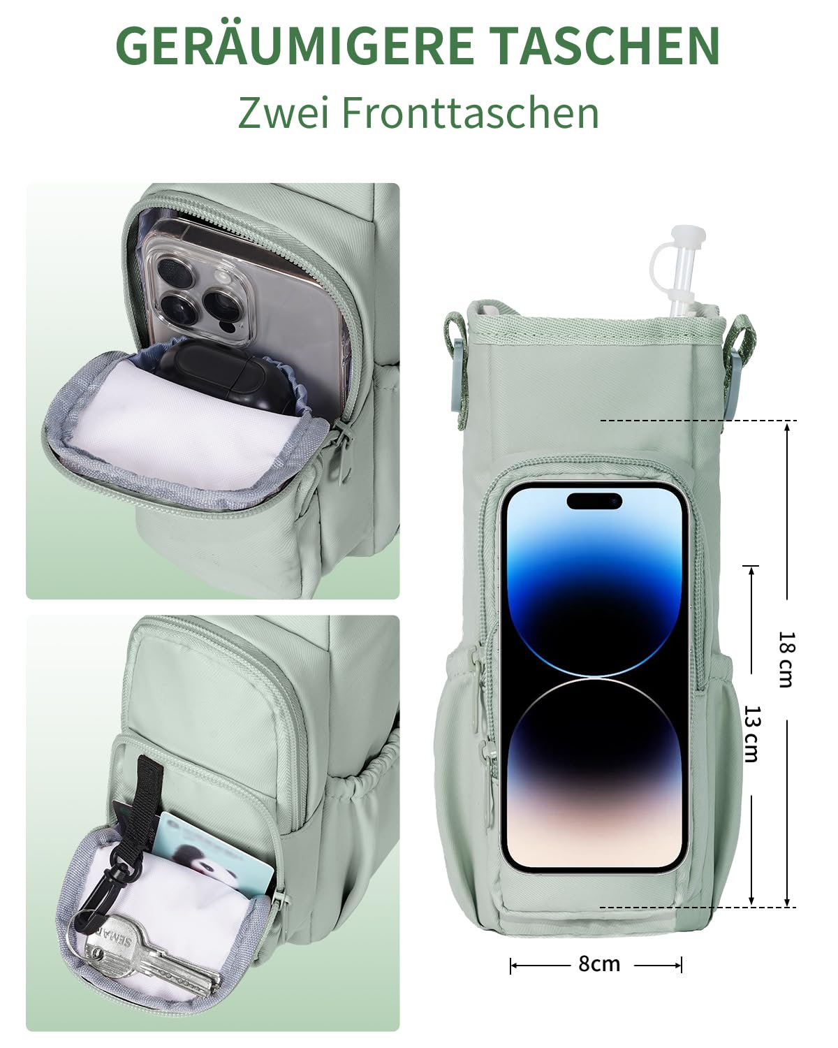 sportsnew Trinkflaschen-Tragetasche für Stanley Adventure Quencher 30oz & 40oz mit Taschen, Verstellbarem Schultergurt Wasserdicht, Leicht & Robust für Alltag, Wandern, Fitness & Hundespaziergänge