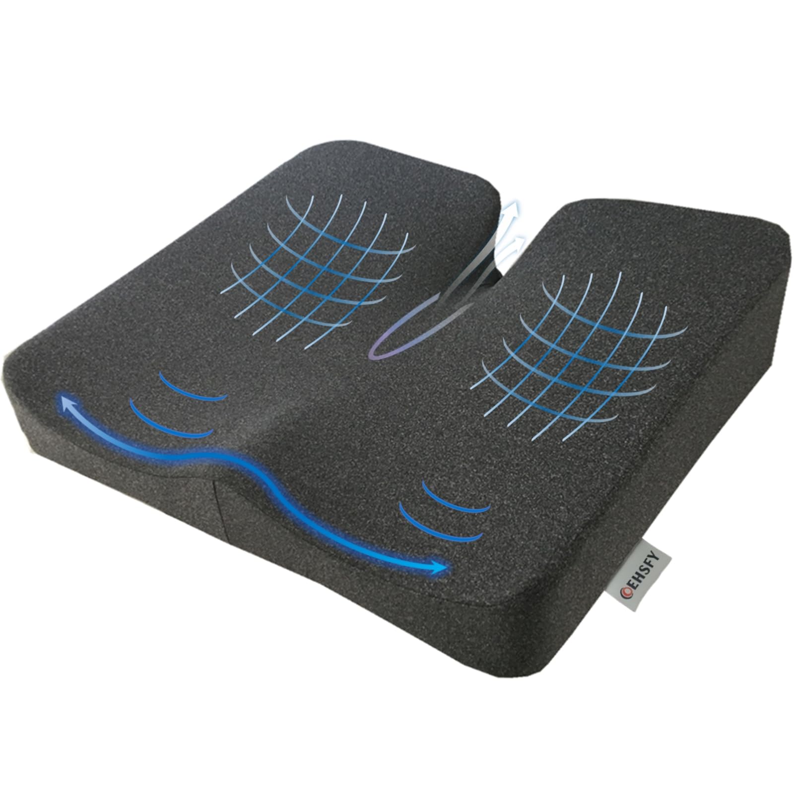 COEHSFY Cojines De Asiento para Sillas De Oficina, Almohadillas De Espuma Viscoelástica para Aliviar La Presión, Almohada Cómoda para El Coxis para Sillas, Asientos De Coche, Silla De Ruedas (Gris)