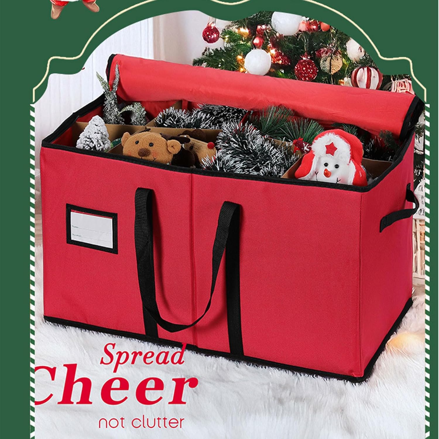 Sturdy Oxfords Fabric Storage Container Folable Designs for Seasonal Decoration Figurines Display and Home Organization Oxfords Cloth Christmas Storage Container