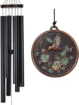 Vanquer Large Wind Chimes for Outside Deep Tone - 46 Wind Chimes Outdoor Clearance, Windchimes Outdoors, Hummingbird Wind Chime,Sympathy Gift, Patio, Home Decor, Vintage Black 46" Hummingbird