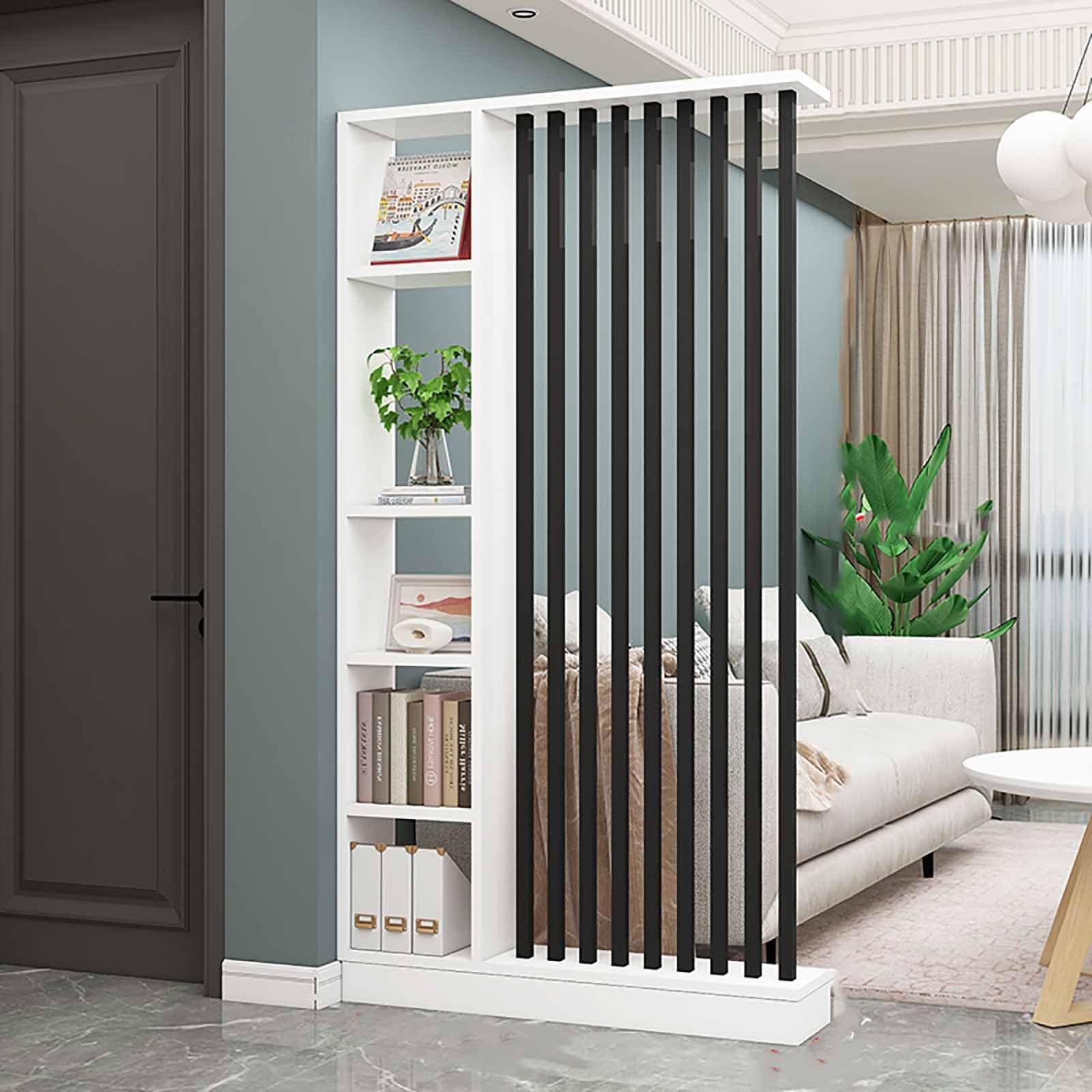 Partition Dividers Screen,Entrance Hall Partition Screen Column Floor to Ceiling, Freestanding Room Divider with Shelves for the Living Room, Modern Freestanding Wood Roo