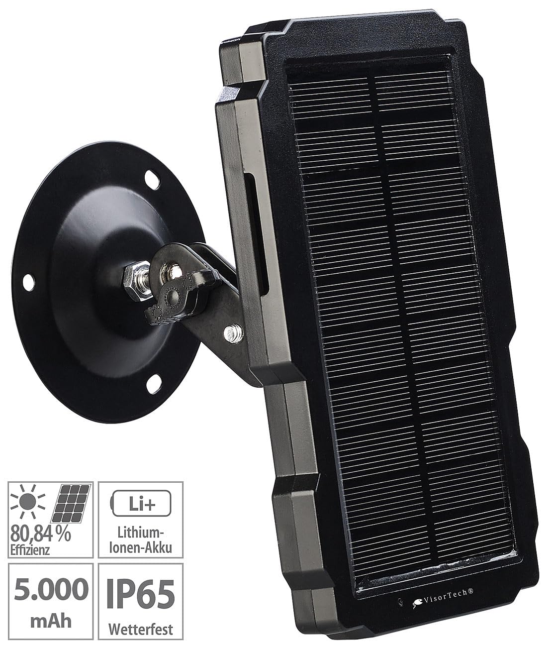 VisorTech Solarpanel Wildkamera: Akku-Solarpanel für Wild- und Outdoor-Kameras, 6 & 12 Volt, 5.000 mAh (Wildkamera 12V, Solar für, 6V)