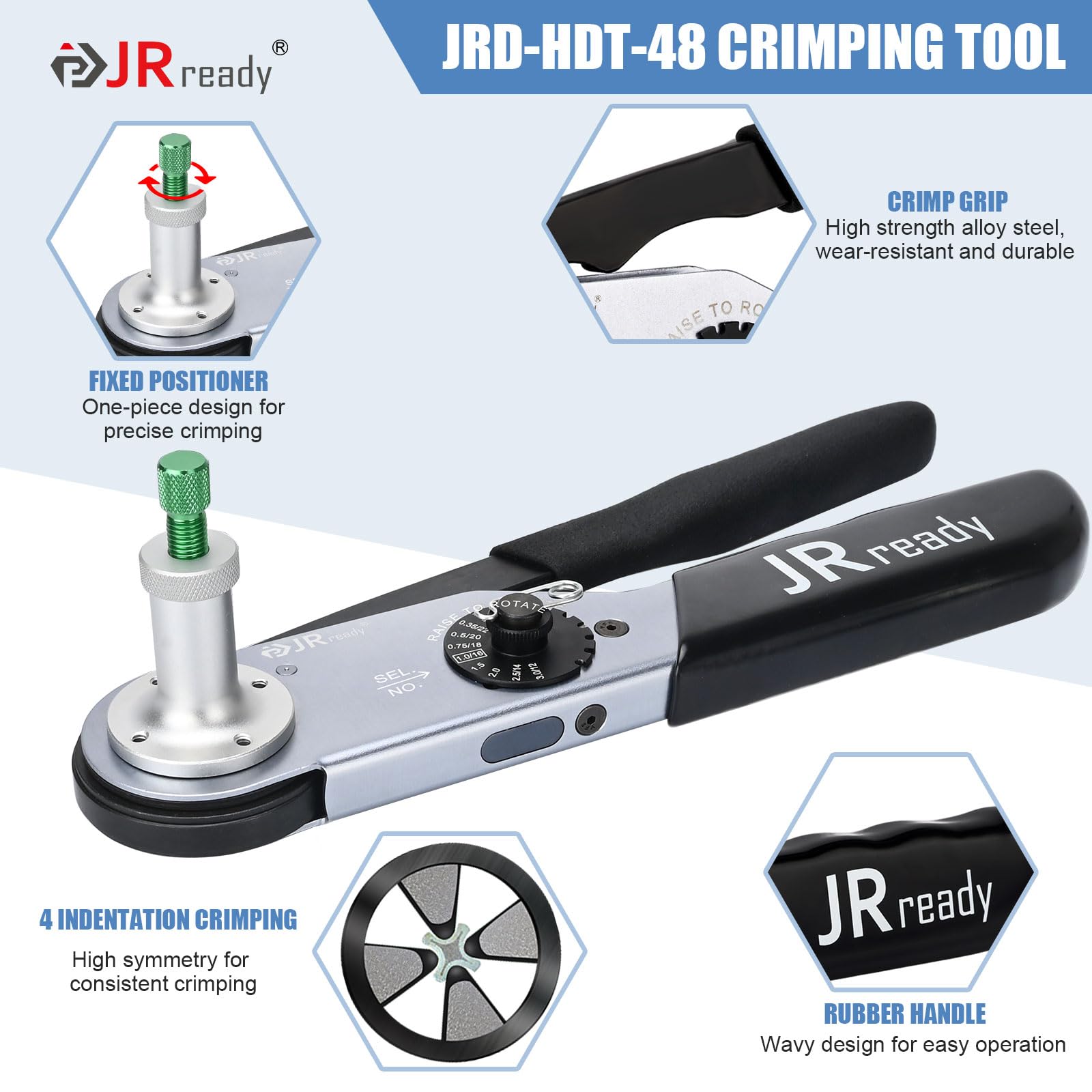 JRready JRD-HDT-48 Herramienta de Crimpado Deutsch para Contactos Sólidos 12-22AWG