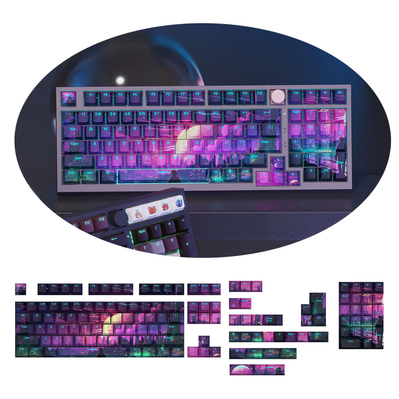 135PCS bicolore retroilluminato Keycaps Spesso PBT Keycap Set Per 61/68/84/87/980/104/108 Tastiera Meccanica Keycap Tastiera Gaming Keycaps 61/68/84/75/87/96/980/104/108 Keycaps tastiera 135PCS PBT