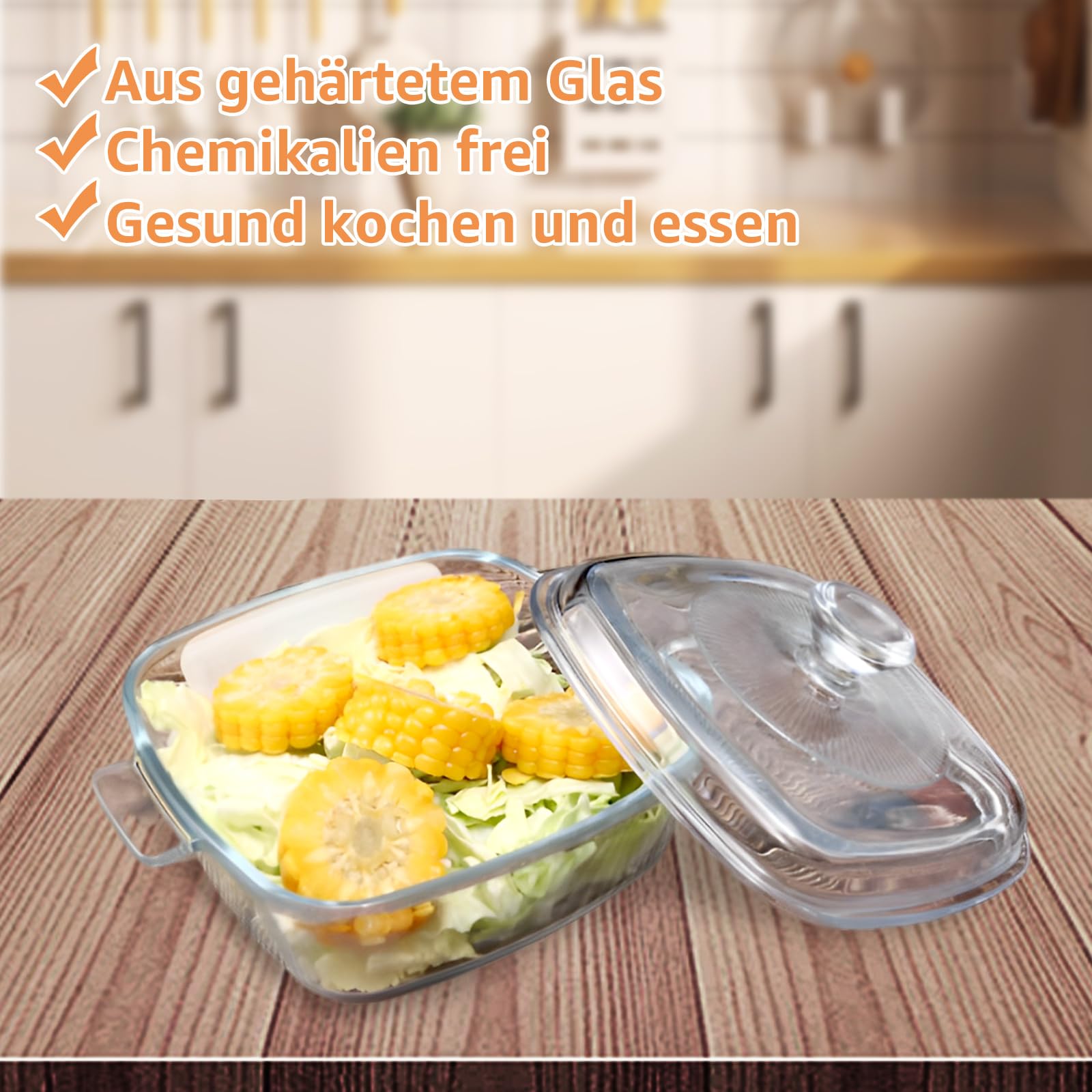 Pyrex France Glass KADAX Plat U00e0 Gratin En Verre Ru00e9sistant U00e0 La Chaleur Avec Couvercle Et Poignu00e9es, Idu00e9ale Pour La Cuisson Au Four (Rond, 2.8L) - Maison Plat En Verre Avec Couvercle