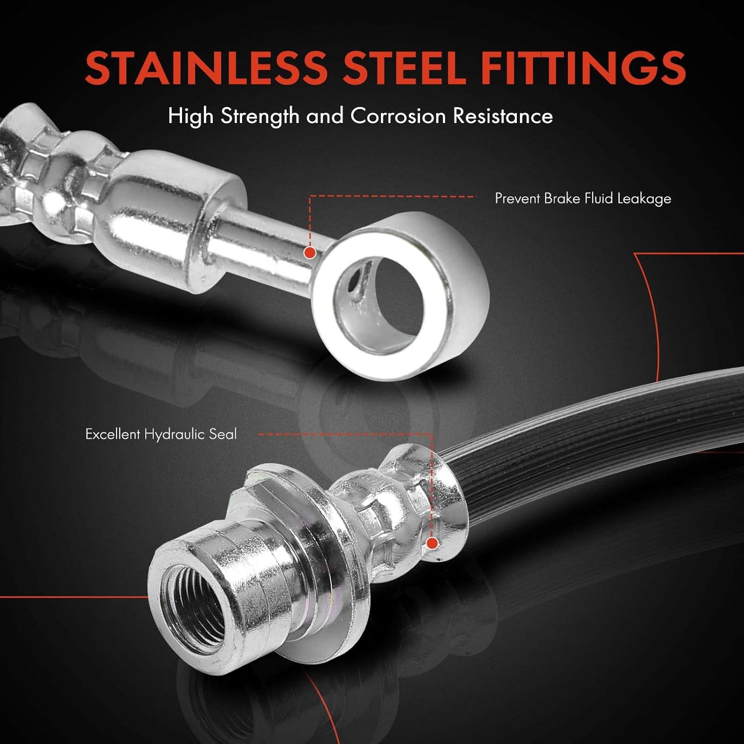 A-Premium Front Driver and Passenger Brake Hydraulic Hoses Compatible with Select Honda Models - Ridgeline 2006 2007 2008 2009 2010-2014 - Replace# 01464SJCA00(Pack of 2)