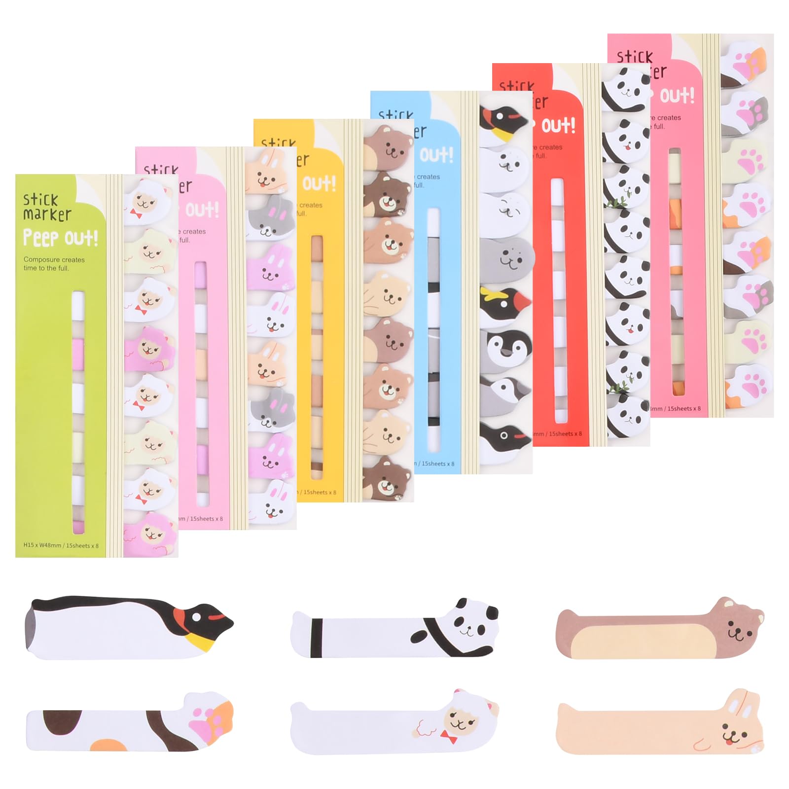 Volumoon 6 Paquetes Notas Adhesivas, Notas Adhesivas de Animales, Mini Notas Adhesivas, Marcadores Adhesivos Pastel de Colores Pequeños, Sticky Notes para Hogar Oficina Escuela