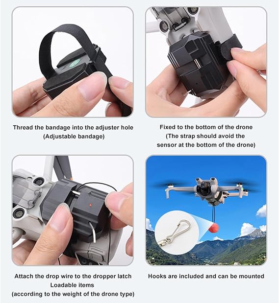 Universal Drone Payload Dropper for DJI FLIP/AIR 3S/Mavic 3 Pro – 500g Capacity Aerial Delivery Launcher, Remote Control Release, Type-C Charging, Easy Mount for Gifts & Supplies