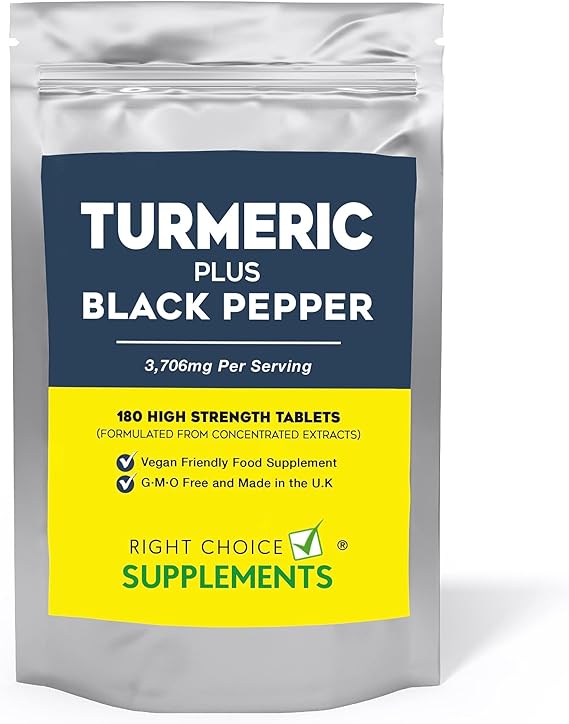 Turmeric Tablets 3200mg with Black Pepper 180 High Strength Curcumin