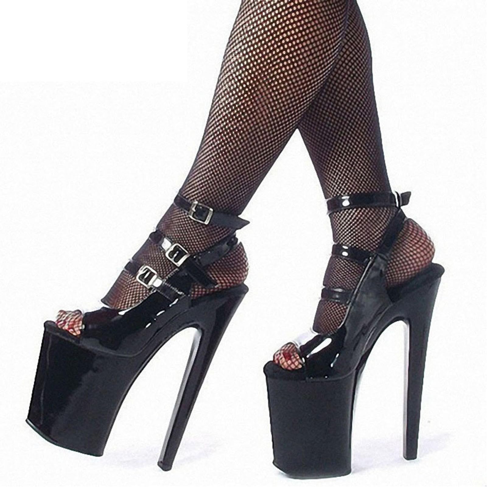 Tacchi Donna Tacchi Alti 20CM Comode Scarpe da Donna Impermeabili con Plateau E Sandali Romani,Black-45
