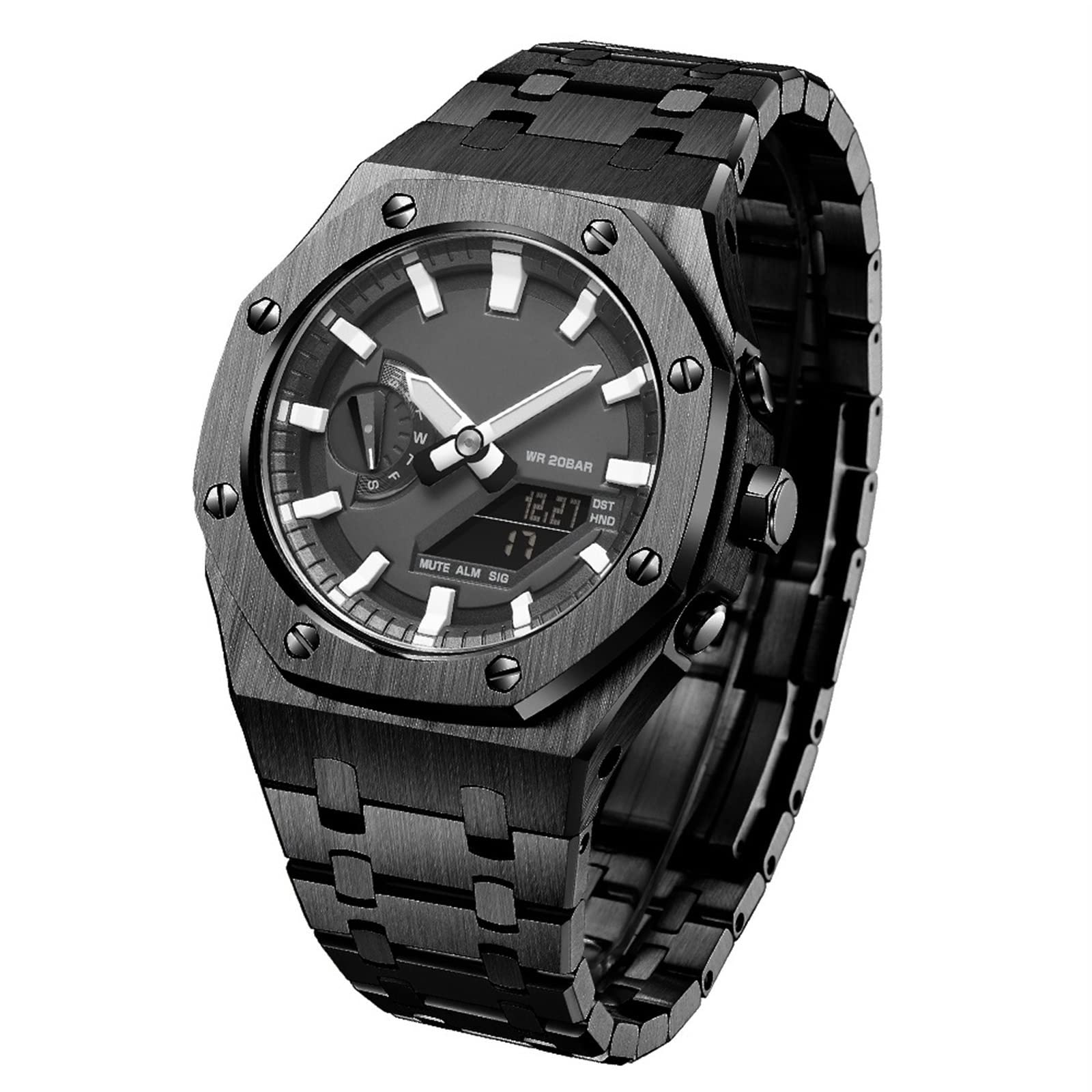 Bracelet de montre style lunette tout en métal pour mod kit GA 2100-5A - 8